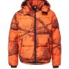 The Very Warm Hooded Puffer Orange Camo Unisex Realtree Jacket | EDGE Colors