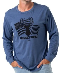 Realtree Men's Deer FlagLong Sleeve Shirt -Camouflage Sales Shop 2980 BL DETAILS 33364.1684265940