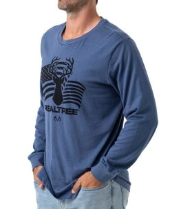 Realtree Men's Deer FlagLong Sleeve Shirt -Camouflage Sales Shop 2980 BL SIDE 01746.1684265940