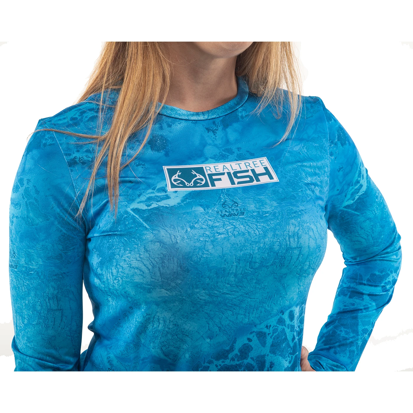 Realtree Women's RTF Blue Long Sleeve Performance Shirt | Wav3 7 Realtree Women's RTF Blue Long Sleeve Performance Shirt | Wav3 - Image 5
