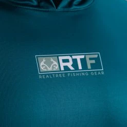 Realtree Men's RTF Blue Hooded Long Sleeve Performance Shirt -Camouflage Sales Shop Blue Mens Long Sleeve Hooded Shirt logo 24370.1656340174