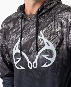 Realtree Men's Key West Charcoal Pullover Hoodie | Aspect -Camouflage Sales Shop C11184 BK LOGO 73492.1684266106