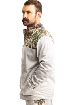 Men's Cash Performance Fleece 1/4 Zip Jacket | EDGE -Camouflage Sales Shop C11209 GY SIDE DETAILS 80576.1692994889