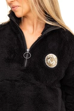 Realtree Women's Jolene Black Sherpa 1/4 Zip Pullover -Camouflage Sales Shop C30384 BK LOGO MODEL 44941.1693238223
