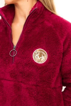 Realtree Women's Jolene Purple Sherpa 1/4 Zip Pullover -Camouflage Sales Shop C30384 PL LOGO 11672.1693240732