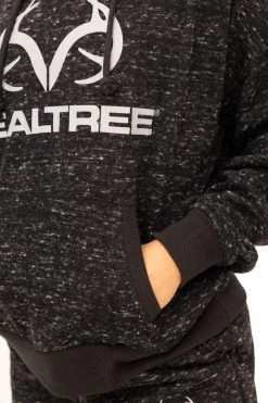 Realtree Women's  Applejack Black Speckled Fleece Hoodie -Camouflage Sales Shop C30385 BK POCKETS 58336.1693237310