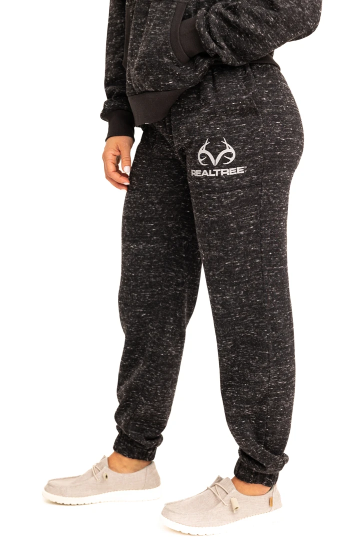 Realtree Women's Applejack Black Speckled Fleece Jogger 4 Realtree Women's Applejack Black Speckled Fleece Jogger - Image 2