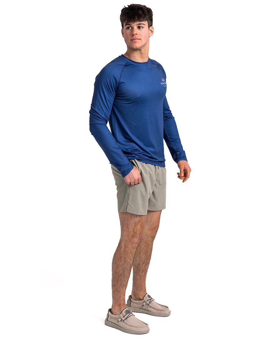 Realtree Fishing Flag Long Sleeve Performance Men's Raglan Blue Shirt 6 Realtree Fishing Flag Long Sleeve Performance Men's Raglan Blue Shirt - Image 4