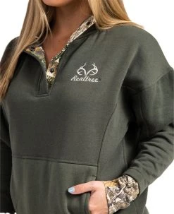 Realtree Women's Aspen 1/4 Snap Fleece Pullover -Camouflage Sales Shop Green Edge QZ 880x10803 02599.1682542628