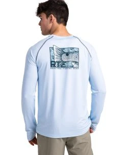 Realtree Fishing Long Sleeve Performance Men's Raglan Blue Shirt