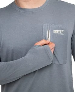 Realtree Fishing Bamboo Men's Long Sleeve Gray Shirt -Camouflage Sales Shop M103 DB ZIPPERED POCKET.JPG 84661.1683061186