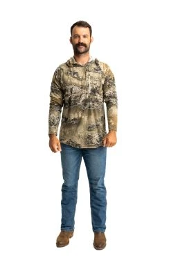 Realtree Bamboo Men's Long Sleeve Hooded Shirt | EXCAPE -Camouflage Sales Shop M104 EX FULL FRONT 05365.1692990930