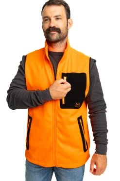 Realtree Men's Blaze Orange Fleece Vest -Camouflage Sales Shop M306 BO front2 53914.1693429417
