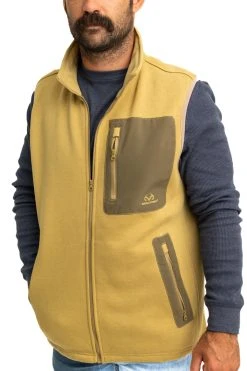 Realtree Men's Tan Fleece Vest -Camouflage Sales Shop M306 TN front3 14303.1693429008