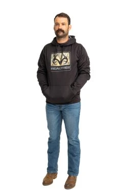 Realtree Men's Coldsnap Black Performance Hoodie -Camouflage Sales Shop RJOFH11235 B001 FULL FRONT 01335.1693240852