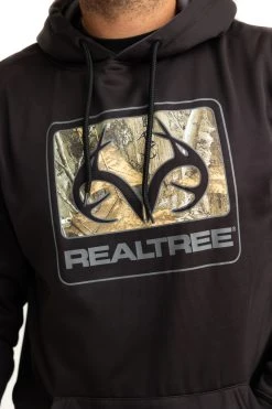 Realtree Men's Coldsnap Black Performance Hoodie -Camouflage Sales Shop RJOFH11235 B001 LOGO 85769.1693240852