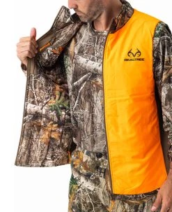 Realtree Men's Camo Pro Staff Reversible Hybrid Puffer Vest -Camouflage Sales Shop RO530 ED BLAZE REVERSIBLE OPEN 42922.1684270662