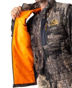 Realtree Men's Camo Pro Staff Reversible Hybrid Puffer Vest -Camouflage Sales Shop RO530 TM REVERSIBLE BLAZE INSIDE 90730.1684270843