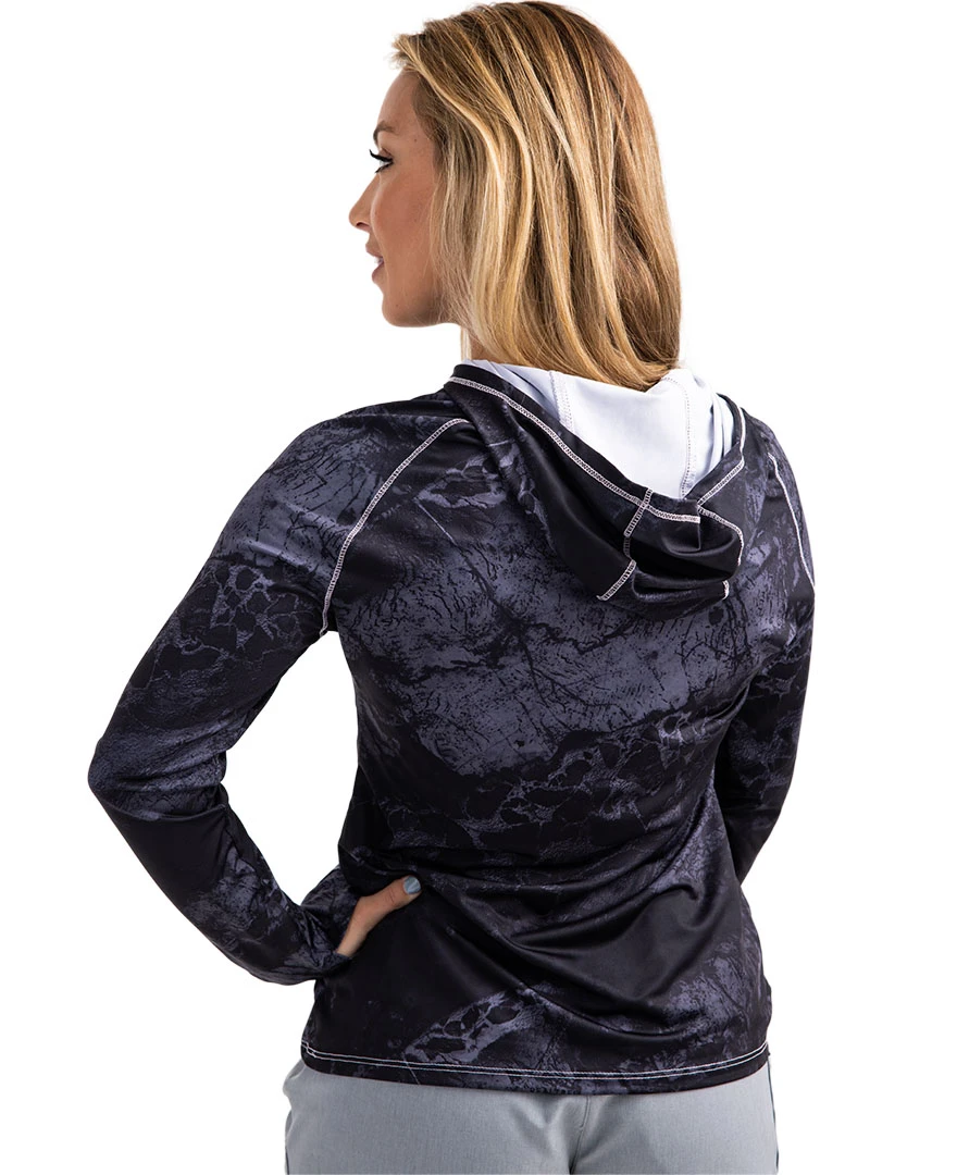 Realtree Fishing Hooded Long Sleeve Performance Women's Black Raglan Shirt | WAV3 6 Realtree Fishing Hooded Long Sleeve Performance Women's Black Raglan Shirt | WAV3 - Image 4