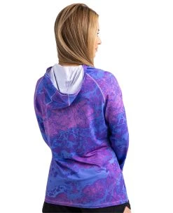 Realtree Fishing Hooded Long Sleeve Performance Women's Purple Raglan Shirt | WAV3 -Camouflage Sales Shop W105 WP BACK.JPG 39258.1682458000