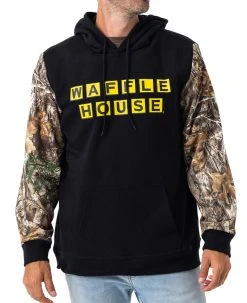 Realtree Men's Waffle House Fleece Hoodie -Camouflage Sales Shop WH500 BK FRONT 08967.1684272192