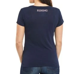 Realtree Women's Dual Blend V-neck Shirt -Camouflage Sales Shop Womens Dual Blend V neck Shirt Navy back 99520.1682541539